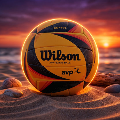 Wilson AVP OPTX Official Beach Volleyball Tour Match Game Ball – Black/Yellow